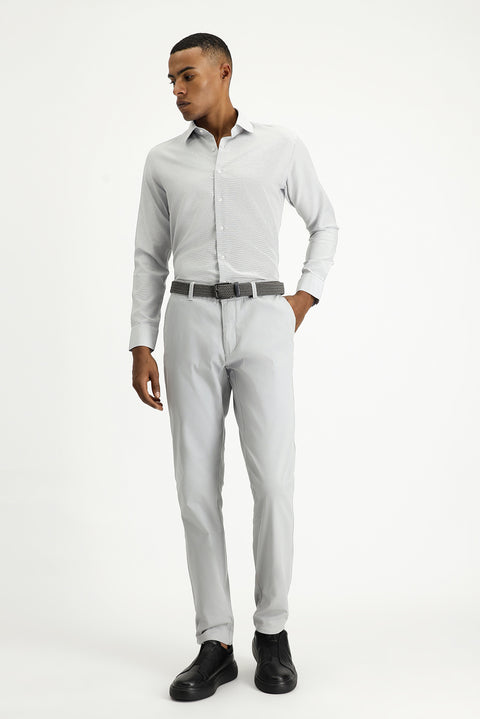 Siyah Uzun Kol Slim Fit Klasik Yaka Pamuklu Kolay Ütülenebilir Desenli Gömlek