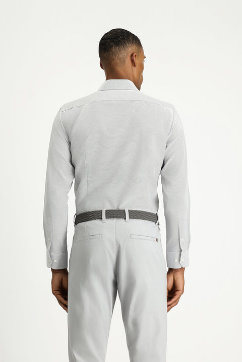 Siyah Uzun Kol Slim Fit Klasik Yaka Pamuklu Kolay Ütülenebilir Desenli Gömlek