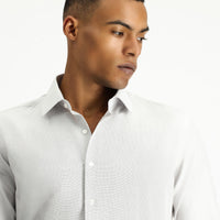 Orta Gri Uzun Kol Slim Fit Dar Kesim Klasik Desenli Pamuklu Kolay Ütülenebilir Gömlek