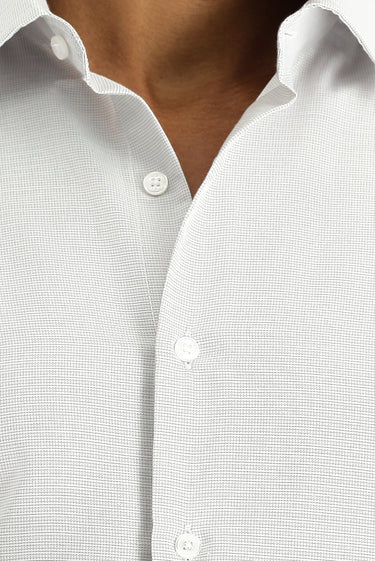 Orta Gri Uzun Kol Slim Fit Dar Kesim Klasik Desenli Pamuklu Kolay Ütülenebilir Gömlek