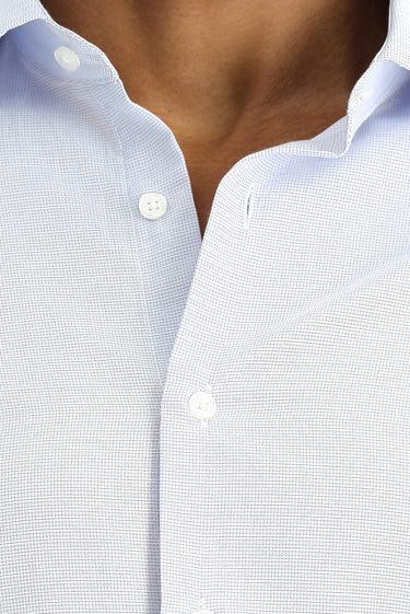 Açık Mavi Uzun Kol Slim Fit Dar Kesim Klasik Desenli Pamuklu Kolay Ütülenebilir Gömlek