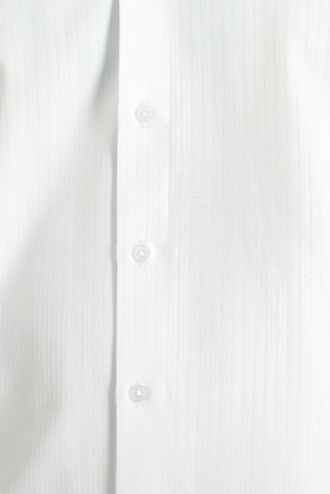 White Long Sleeve Slim Fit Narrow Cut Classic Patterned Cotton Easy Iron Shirt