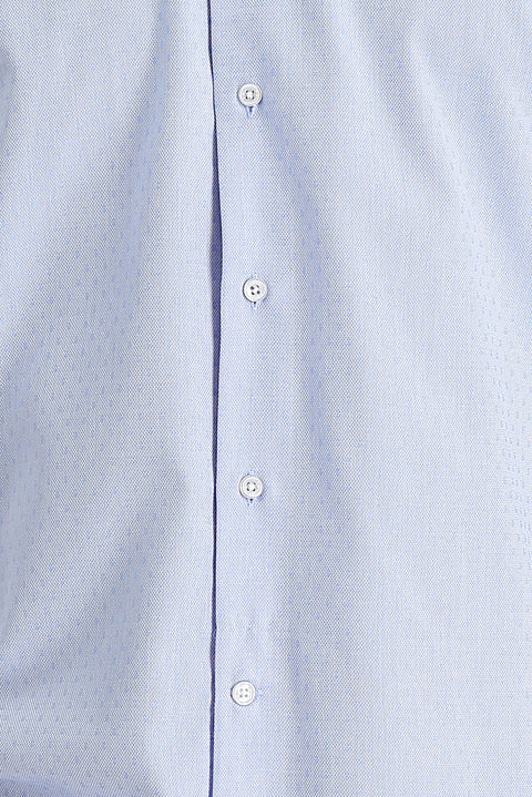 Açık Mavi Uzun Kol Klasik Desenli Pamuklu Kolay Ütülenebilir Gömlek