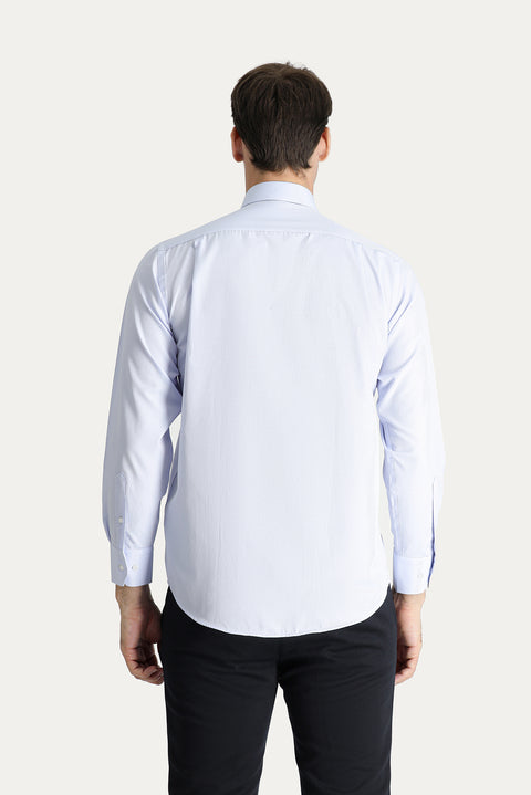 Uçuk Mavi UZUN KOL KLASİK DESENLİ PAMUKLU GÖMLEK