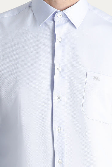 Uçuk Mavi Uzun Kol Klasik Desenli Pamuklu Gömlek