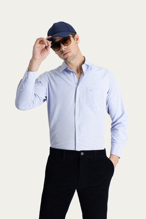 Koyu Mavi  Uzun Kol Klasik Desenli Gömlek