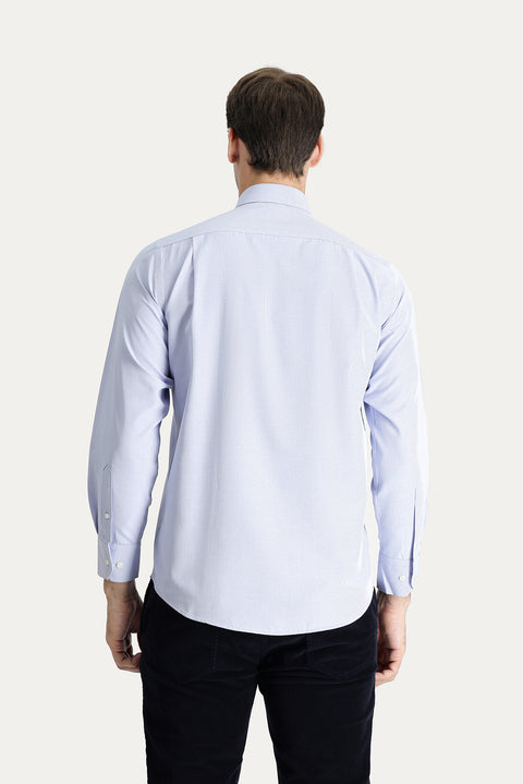 Koyu Mavi  Uzun Kol Klasik Desenli Gömlek