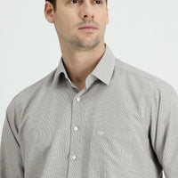 Orta Kahve Uzun Kol Klasik Desenli Pamuklu Kolay Ütülenebilir Gömlek