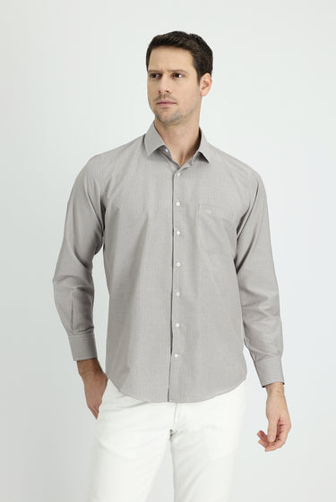 Orta Kahve Uzun Kol Klasik Desenli Pamuklu Kolay Ütülenebilir Gömlek