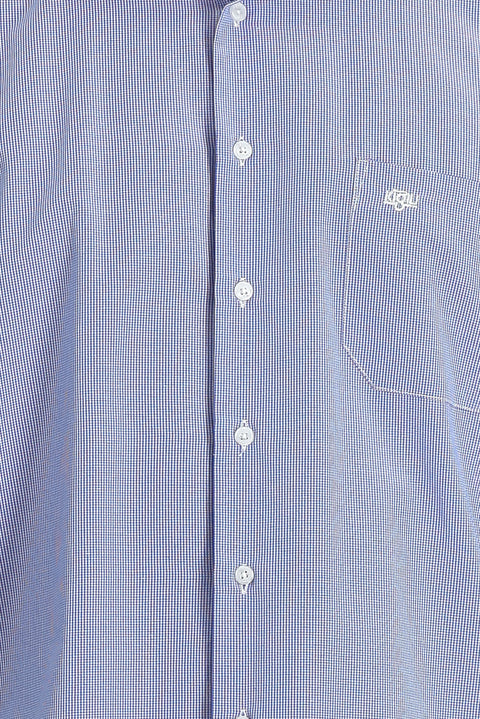 Saks Mavi Uzun Kol Klasik Desenli Pamuklu Kolay Ütülenebilir Gömlek