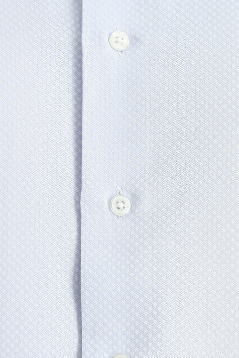 Uçuk Mavi Uzun Kol Klasik Desenli Pamuklu Gömlek