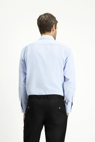 Açık Mavi Uzun Kol Klasik Desenli Pamuklu Kolay Ütülenebilir Gömlek