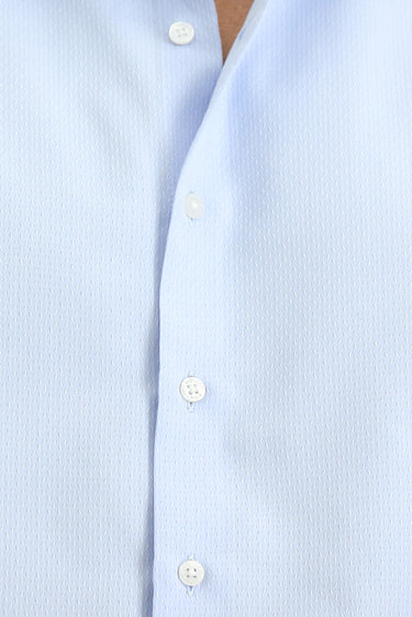 Açık Mavi Uzun Kol Klasik Desenli Pamuklu Kolay Ütülenebilir Gömlek