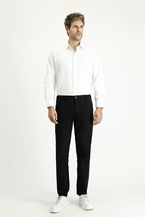 Beyaz Uzun Kol Klasik Desenli Pamuklu Kolay Ütülenebilir Gömlek