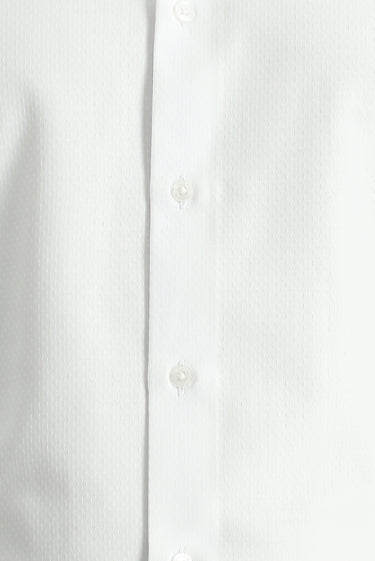 Beyaz Uzun Kol Klasik Desenli Pamuklu Kolay Ütülenebilir Gömlek