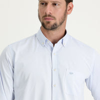 Açık Mavi Uzun Kol Regular Fit Desenli Pamuklu Kolay Ütülenebilir Düğmeli Yaka Gömlek