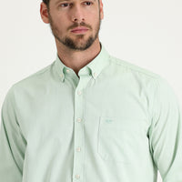 Su Yeşili Uzun Kol Regular Fit Desenli Pamuklu Kolay Ütülenebilir Düğmeli Yaka Gömlek