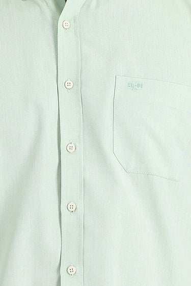 Su Yeşili Uzun Kol Regular Fit Desenli Pamuklu Kolay Ütülenebilir Düğmeli Yaka Gömlek