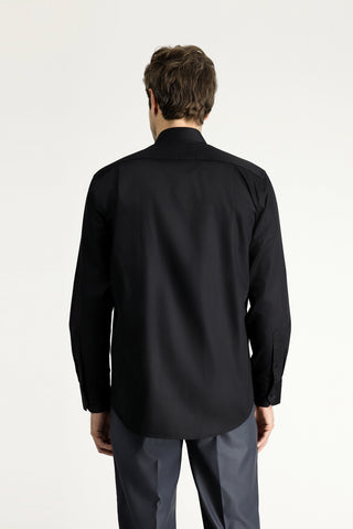  Siyah Uzun Kol Non Iron Saten Klasik Pamuklu Gömlek