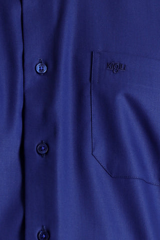  Orta Lacivert Uzun Kol Non Iron Saten Klasik Pamuklu Gömlek