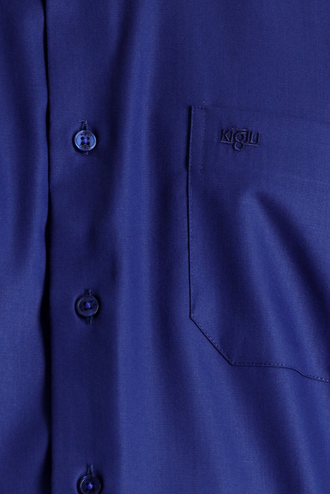 Orta Lacivert Uzun Kol Non Iron Klasik Pamuklu Gömlek