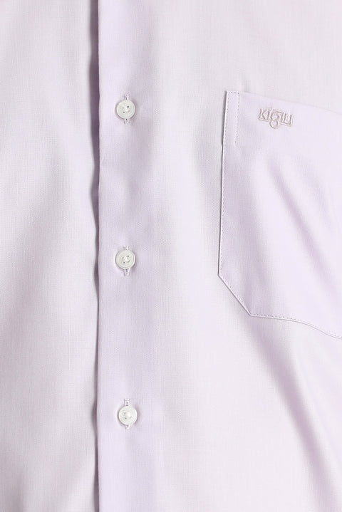 Lila Uzun Kol Non Iron Saten Klasik Pamuklu Gömlek