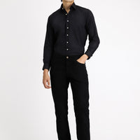 Siyah Uzun Kol Klasik Pamuklu Kolay Ütülenebilir Gömlek