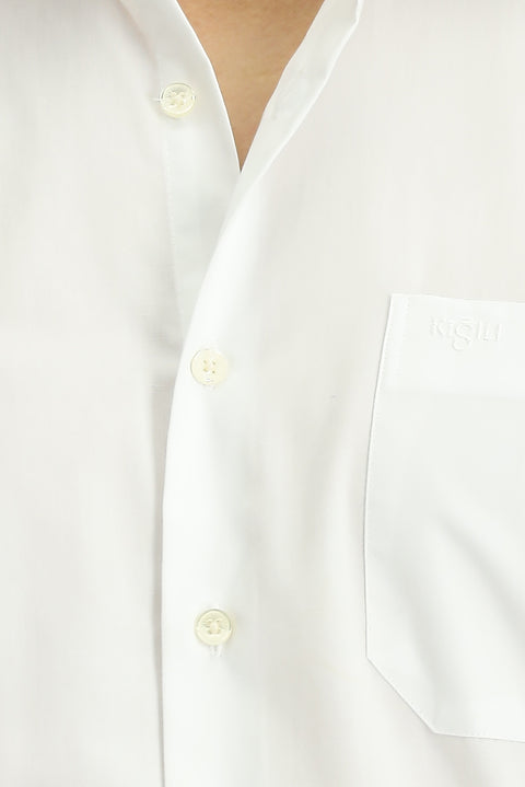 Beyaz Uzun Kol Klasik Pamuklu Kolay Ütülenebilir Gömlek