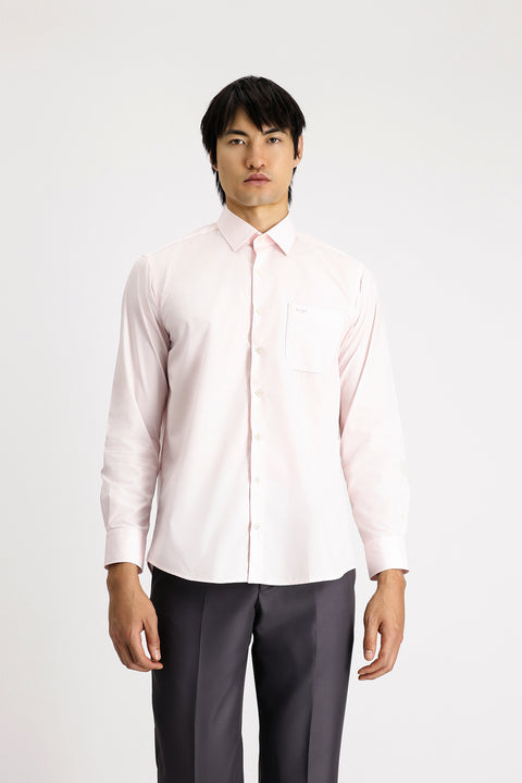 Pudra Pembe Uzun Kol Klasik Pamuklu Gömlek