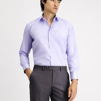 Lila Uzun Kol Klasik Pamuklu Kolay Ütülenebilir Gömlek