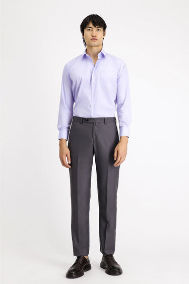 Lila Uzun Kol Klasik Pamuklu Kolay Ütülenebilir Gömlek