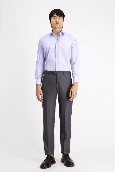 Lila Uzun Kol Klasik Pamuklu Kolay Ütülenebilir Gömlek