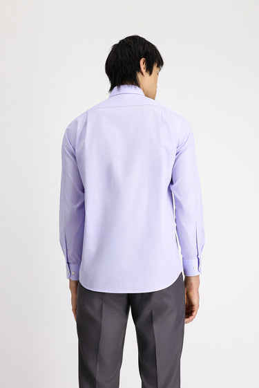 Lila Uzun Kol Klasik Pamuklu Kolay Ütülenebilir Gömlek