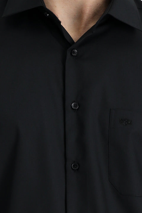 Siyah Uzun Kol Non Iron Klasik Pamuklu Gömlek