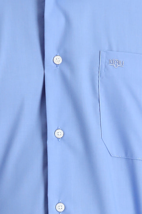 Aqua Mavisi Uzun Kol Non Iron Klasik Pamuklu Kolay Ütülenebilir Gömlek