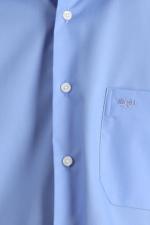 Aqua Mavisi Uzun Kol Non Iron Klasik Pamuklu Kolay Ütülenebilir Gömlek
