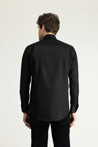  Siyah Uzun Kol Klasik Non Iron Pamuklu Gömlek-Ki??l?