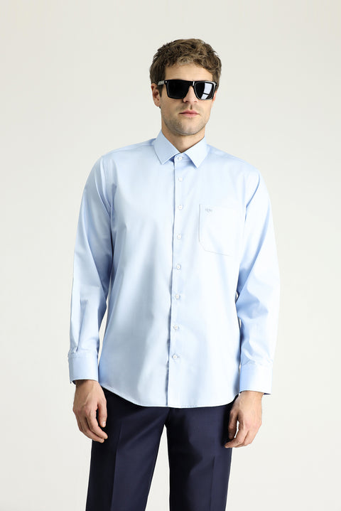 Uçuk Mavi Uzun Kol Klasik Non Iron Pamuklu Gömlek