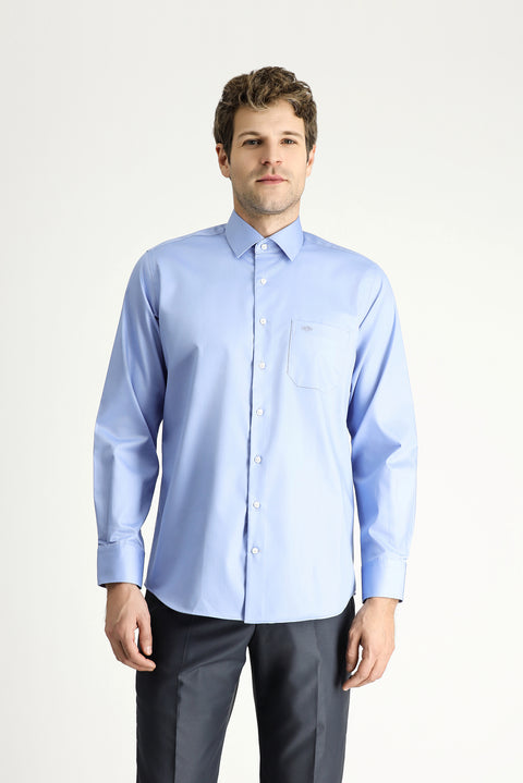 Açık Mavi Uzun Kol Klasik Non Iron Pamuklu Gömlek