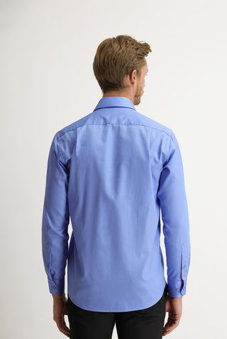  Aqua Mavisi Uzun Kol Klasik Non Iron Saten Pamuklu Kolay Ütülenebilir Gömlek