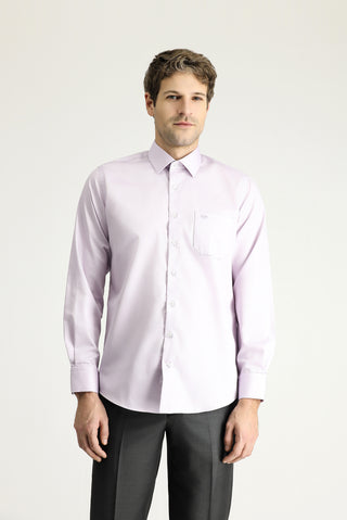  Lila Uzun Kol Klasik Non Iron Saten Pamuklu Gömlek