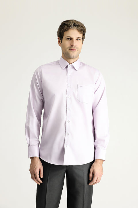 Lila Uzun Kol Klasik Non Iron Pamuklu Gömlek