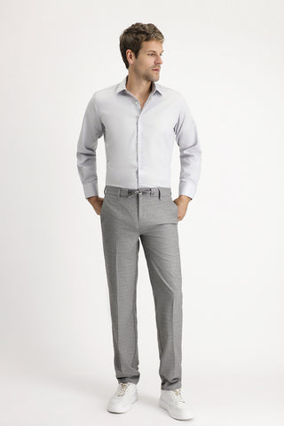  Orta Gri Uzun Kol Klasik Non Iron Pamuklu Gömlek-Ki??l?