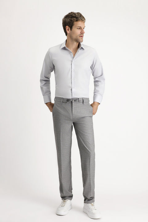 Orta Gri Uzun Kol Klasik Non Iron Pamuklu Gömlek