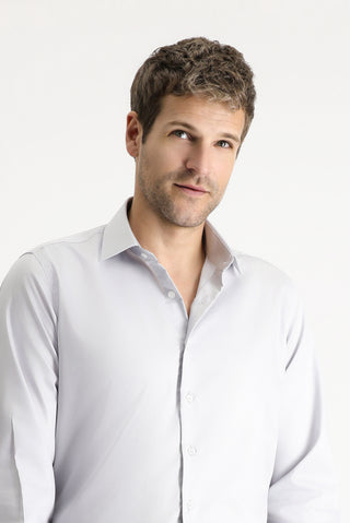  Orta Gri Uzun Kol Klasik Non Iron Pamuklu Gömlek-Ki??l?