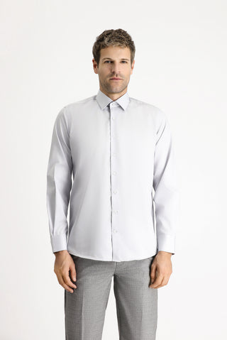  Orta Gri Uzun Kol Klasik Non Iron Pamuklu Gömlek-Ki??l?