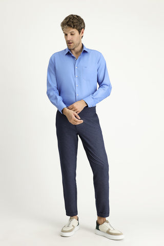  Aqua Mavisi Uzun Kol Klasik Non Iron Pamuklu Gömlek