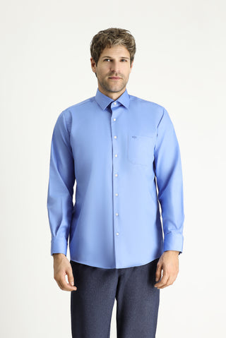  Aqua Mavisi Uzun Kol Klasik Non Iron Pamuklu Gömlek