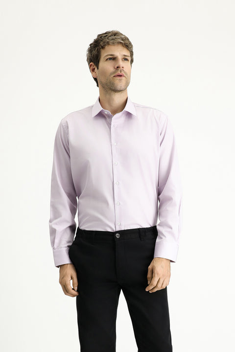Lila Uzun Kol Klasik Non Iron Pamuklu Gömlek