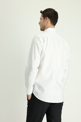  Beyaz Uzun Kol Regular Fit Pamuk Düğmeli Yaka Gömlek